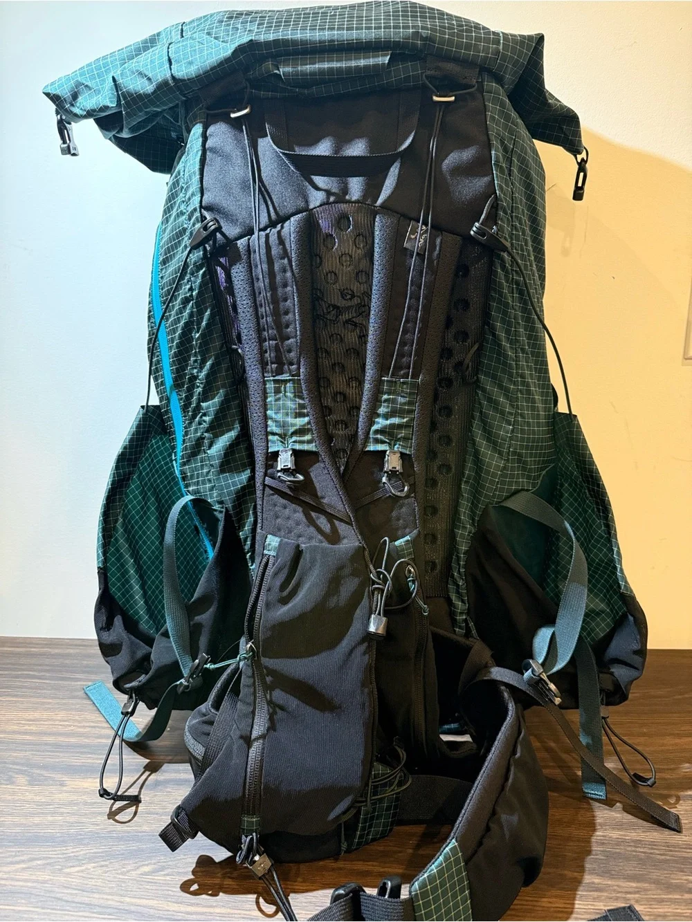 Arc'teryx Green Aerios 45 Backpack with Teal Accents